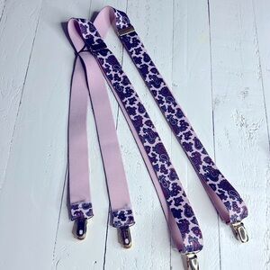 Vintage Paisley Pink Suspenders CAS W Germany made with brass clips-extenders
